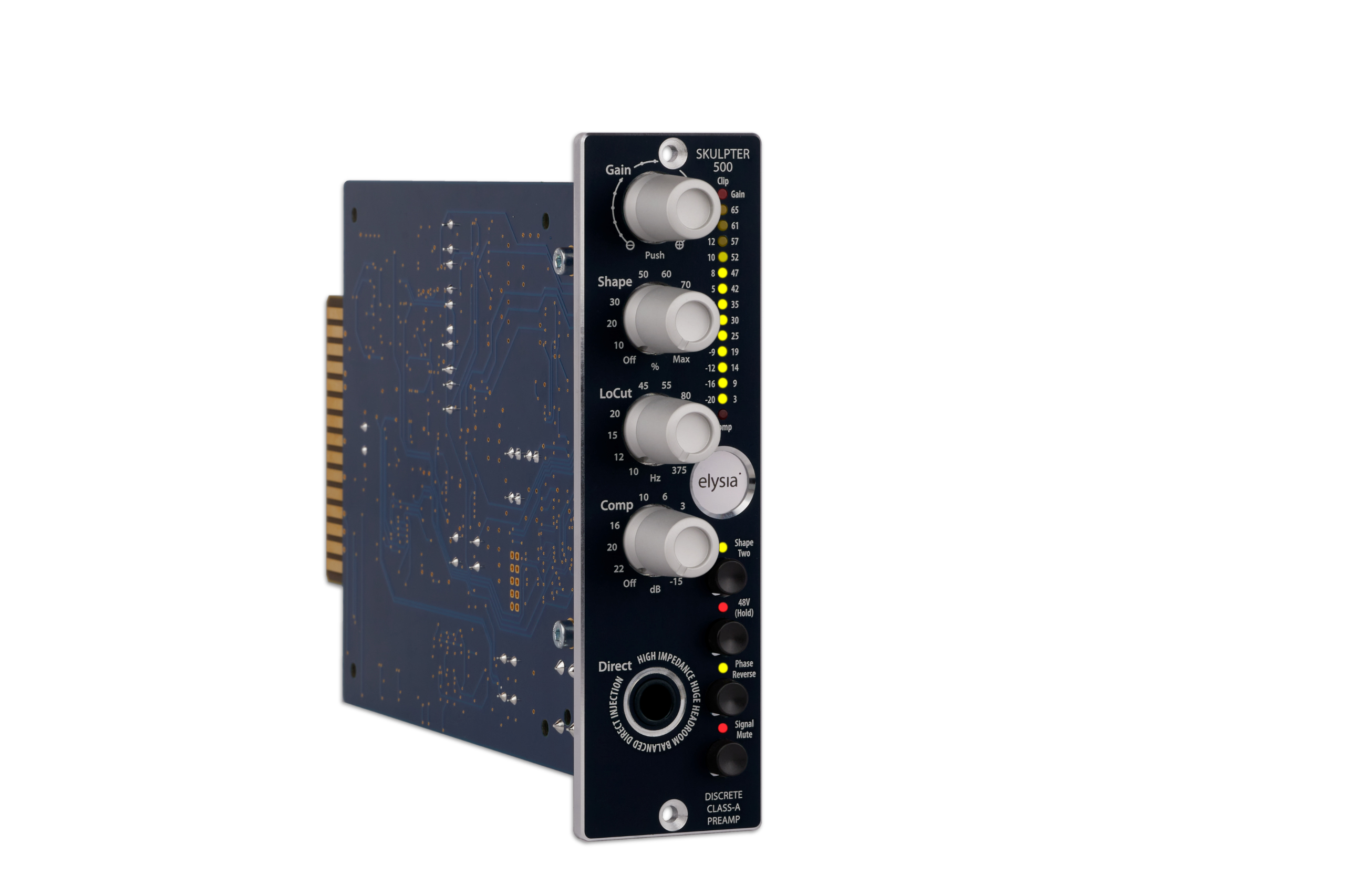 The elysia skulpter 500 is an analog high-end preamp with balanced DI input for recording mixing audio.