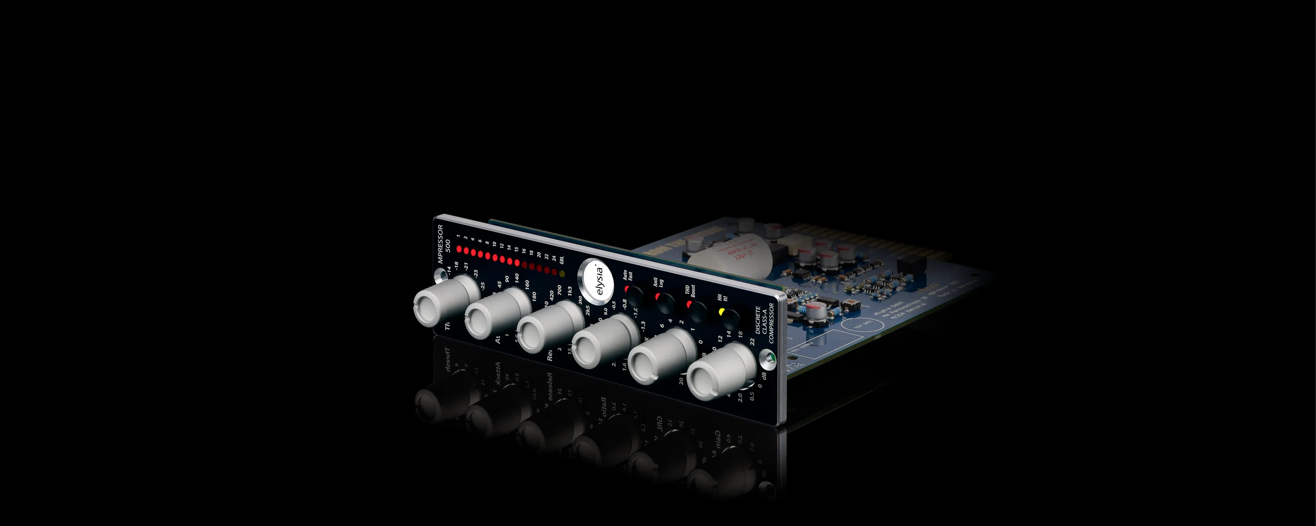 picture of the elysia mpressor 500 module front with all controls